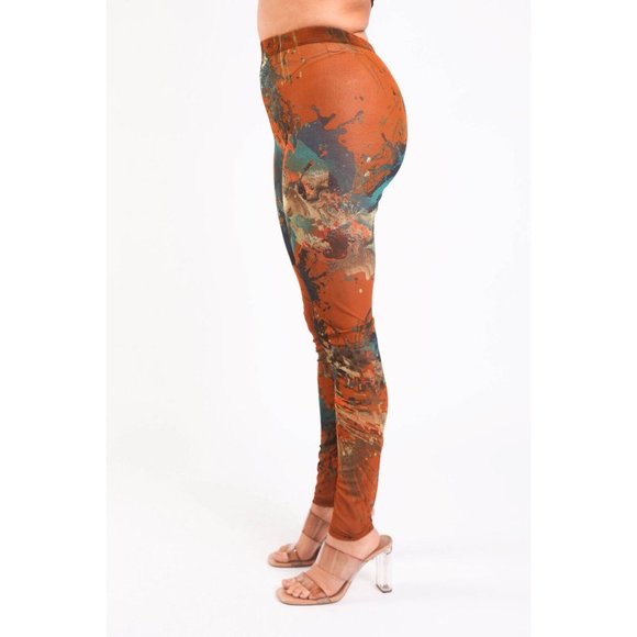 Women's Casual Printed Skinny Gym,Sports,Yoga Sexy Leggings Pants Rust-Combo - Picture 7 of 8